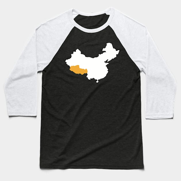 Tibet China map Baseball T-Shirt by Designzz